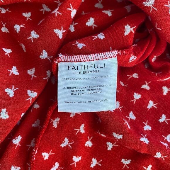 Faithfull The Brand Genevieve Floral Mini Dress Red 2 Smocked - Picture 5 of 5